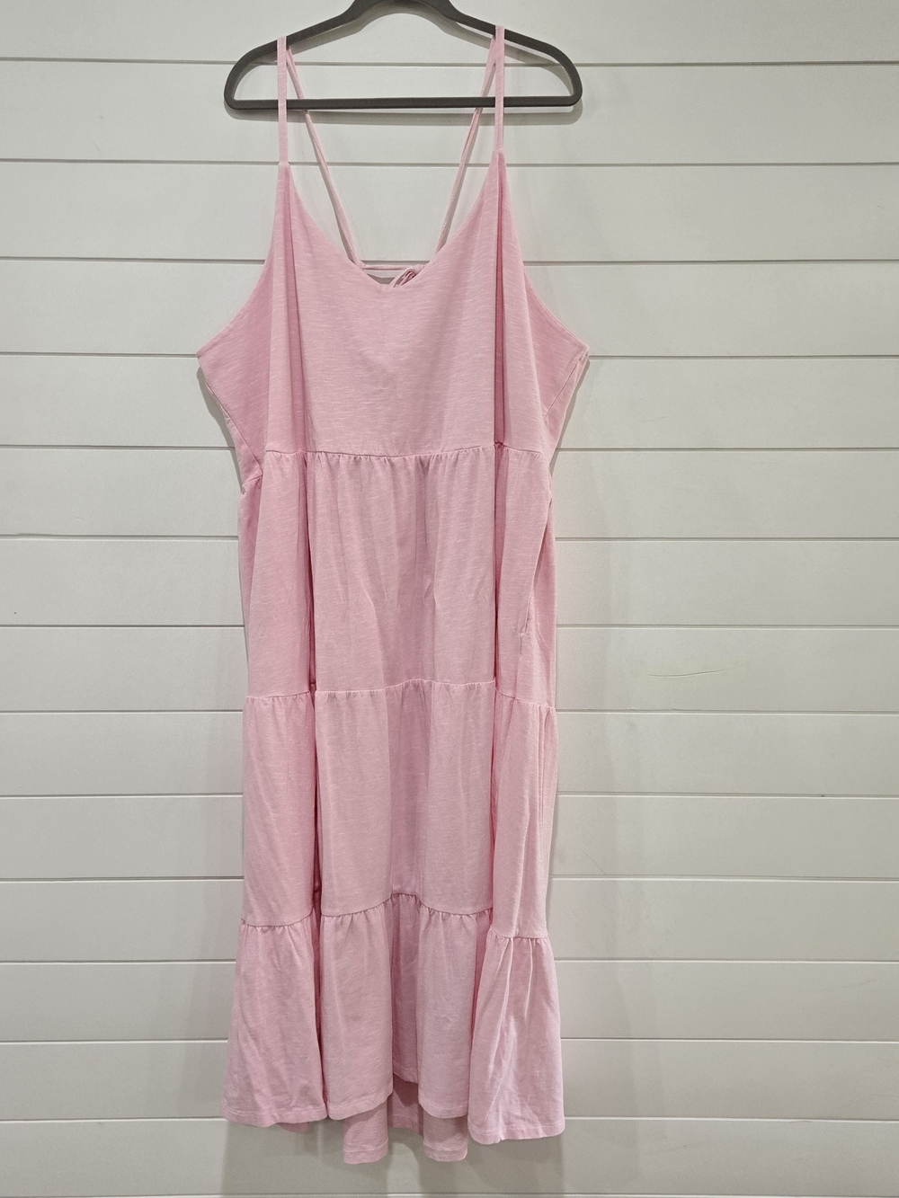 Old Navy Womens Plus Size 4X Pink Tiered Maxi Dress Ties In Back Spghetti Strap
